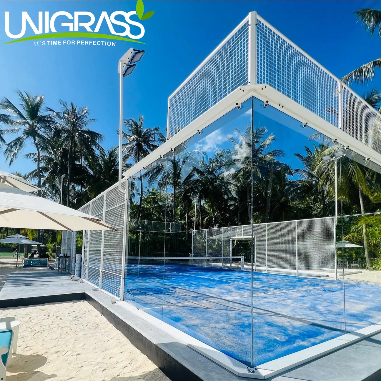 Hot Sale Panoramic Padel Tennis Courts Competitive Price Canchas De Padel Indoor Sports Made PP Steel Quality Grass Paddle Court