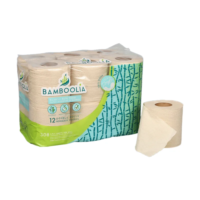 Wholesale Bamboo Toilet Paper Roll 2 Ply Natural White Eco-Friendly Water Soluble Toilet Tissue for Washing Room Hotel
