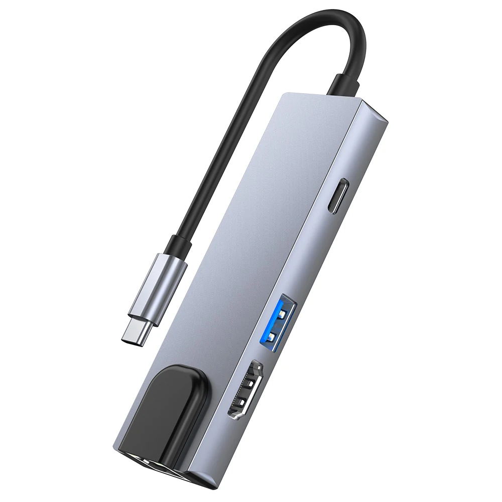 usb hub c dock station splitter 6 in 1 type to ethernet rj45 charging