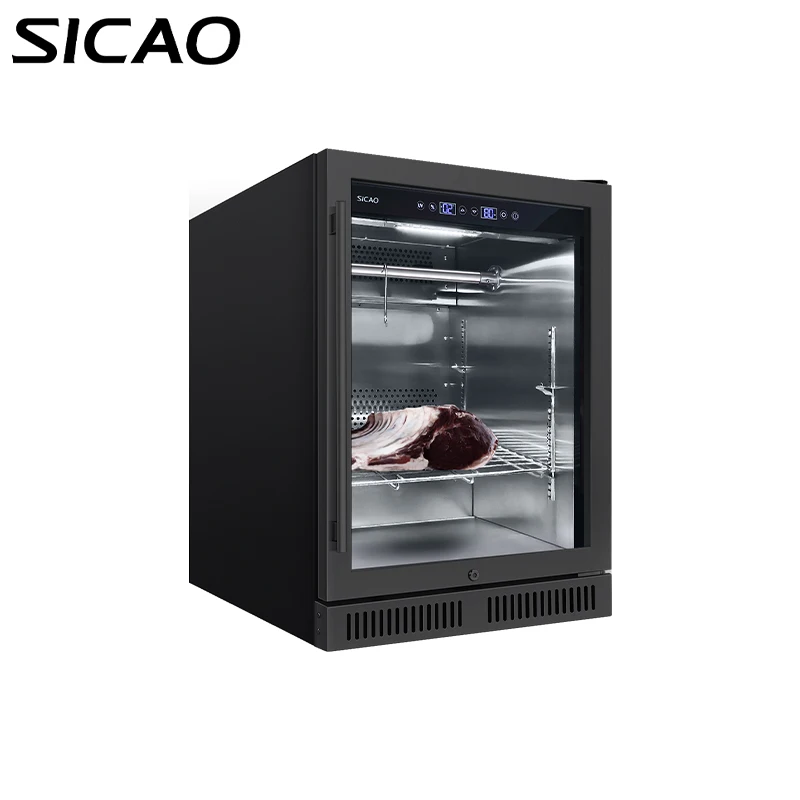 Black door frame salami machines dry aging refrigerator dry age beef refrigerator dry aging steak refrigerator for home use
