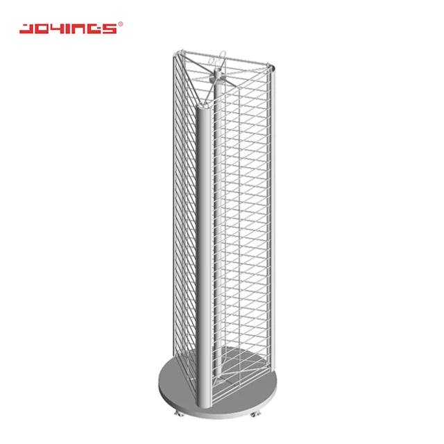 Retail 3sided metal hook hanging floor standing rotating display stand