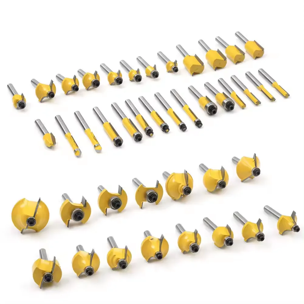 100 PCS Woodworking Tools Tungsten Carbide Wood Router Bits Sets 1/4 Inch Shank Trimmer Bit Set  Milling Cutter