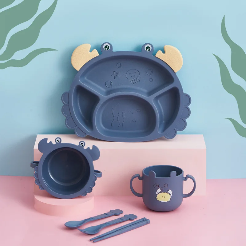 
Bpa Free Healthy Children Plastic Tableware Set 6pcs Biodegradable Wheat Straw Fiber Tableware 