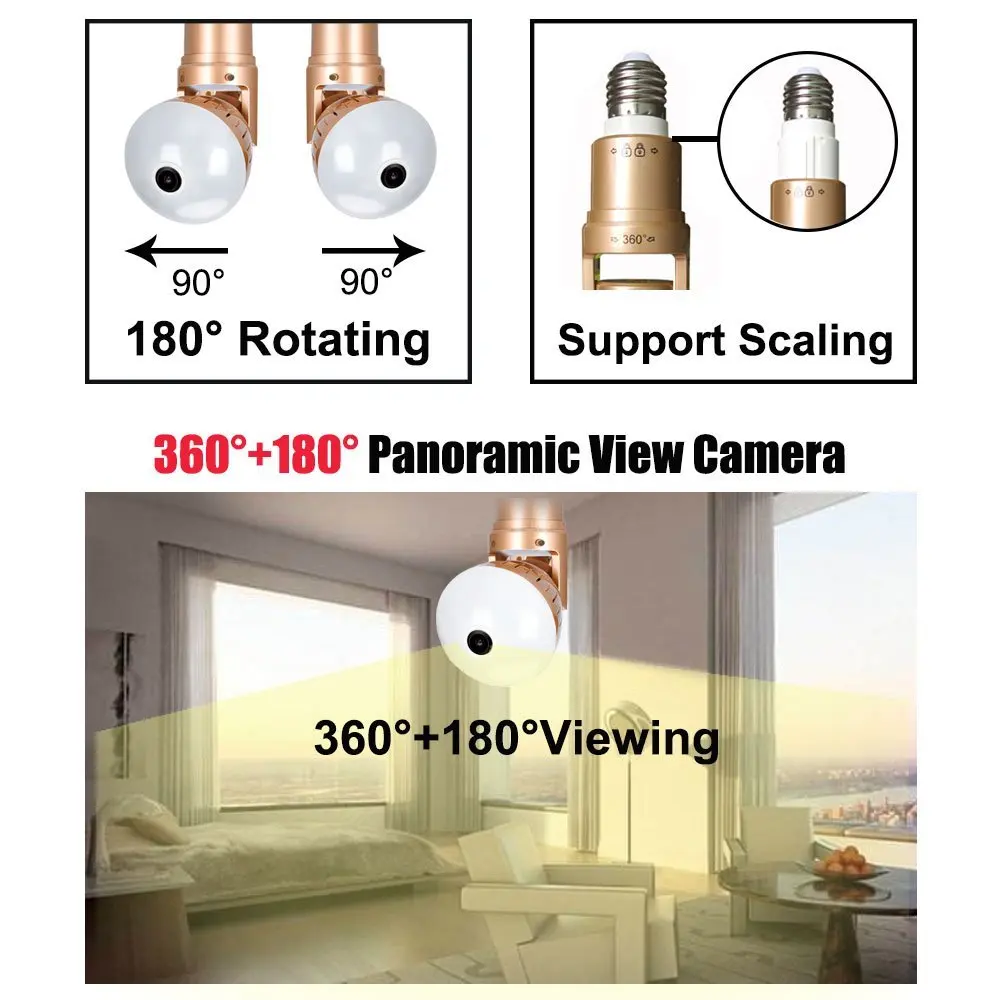  Wireless Security Light With Camera Flash HD Led WIFI Hidden Night Bulb Cameras 360 IP Pinhole Baby Nanny