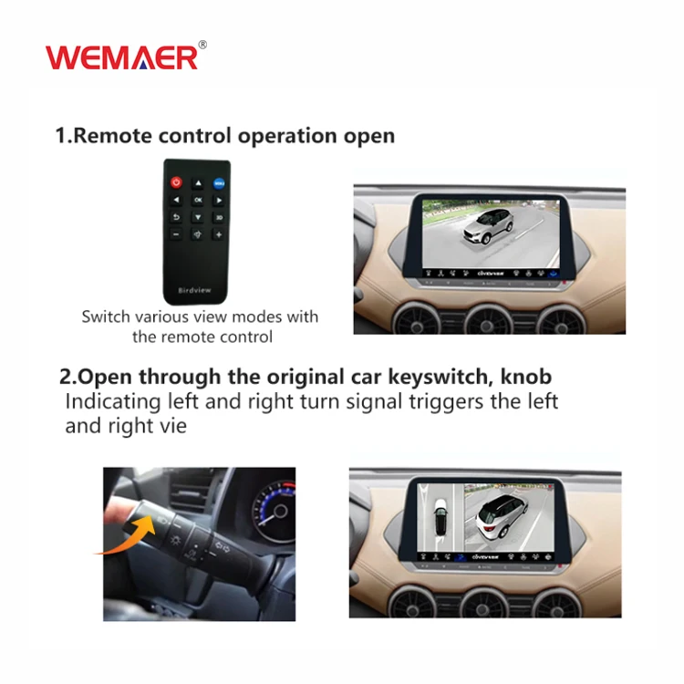 Wemaer Oem RK 720P SONY225 Bird View Car Camera System AHD Waterproof Reversing Aid 360 Camera Car For Taxi Toyota Nissan