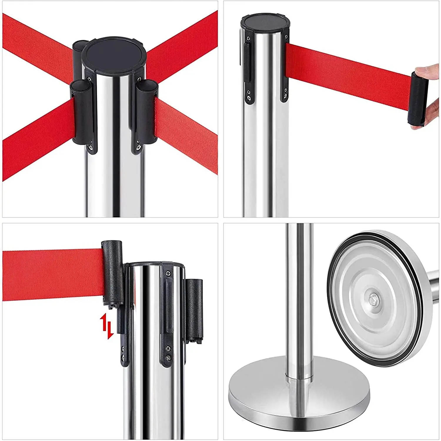 5Meter Stainless Steel Retractable Belt Barrier stand For Car Trade Show