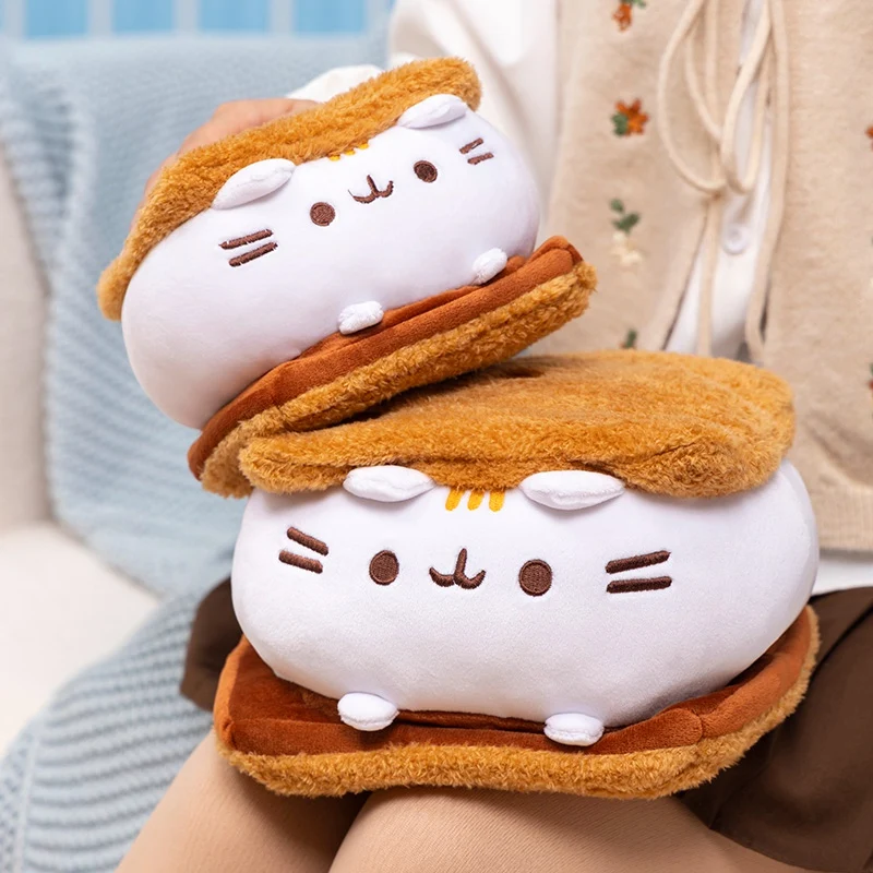 Super Cute Sandwich Biscuit Kitten Plush Kawaii Sandwich Cookie White Chocolate Cream Cat Doll Stuffed Animal Bread Toys