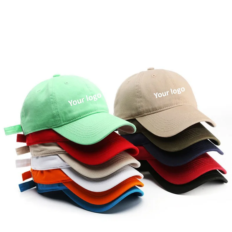 Solid Color Twill Plain Soft Top Embroidery logo Sports Cap Dad Hats Cotton Adjustable Blank Custom Unstructured Baseball Cap