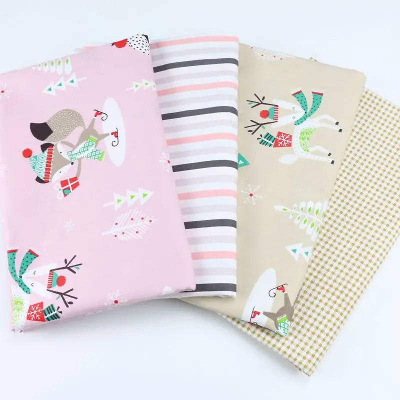cartoon Christmas cloth scarf fox print baby quilt cover bed pure cotton fabric wholesale