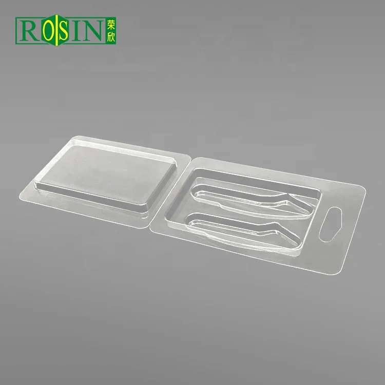 wholesale plastic biodegradable blister clear pet double clamshell packaging with lid for fishing lure