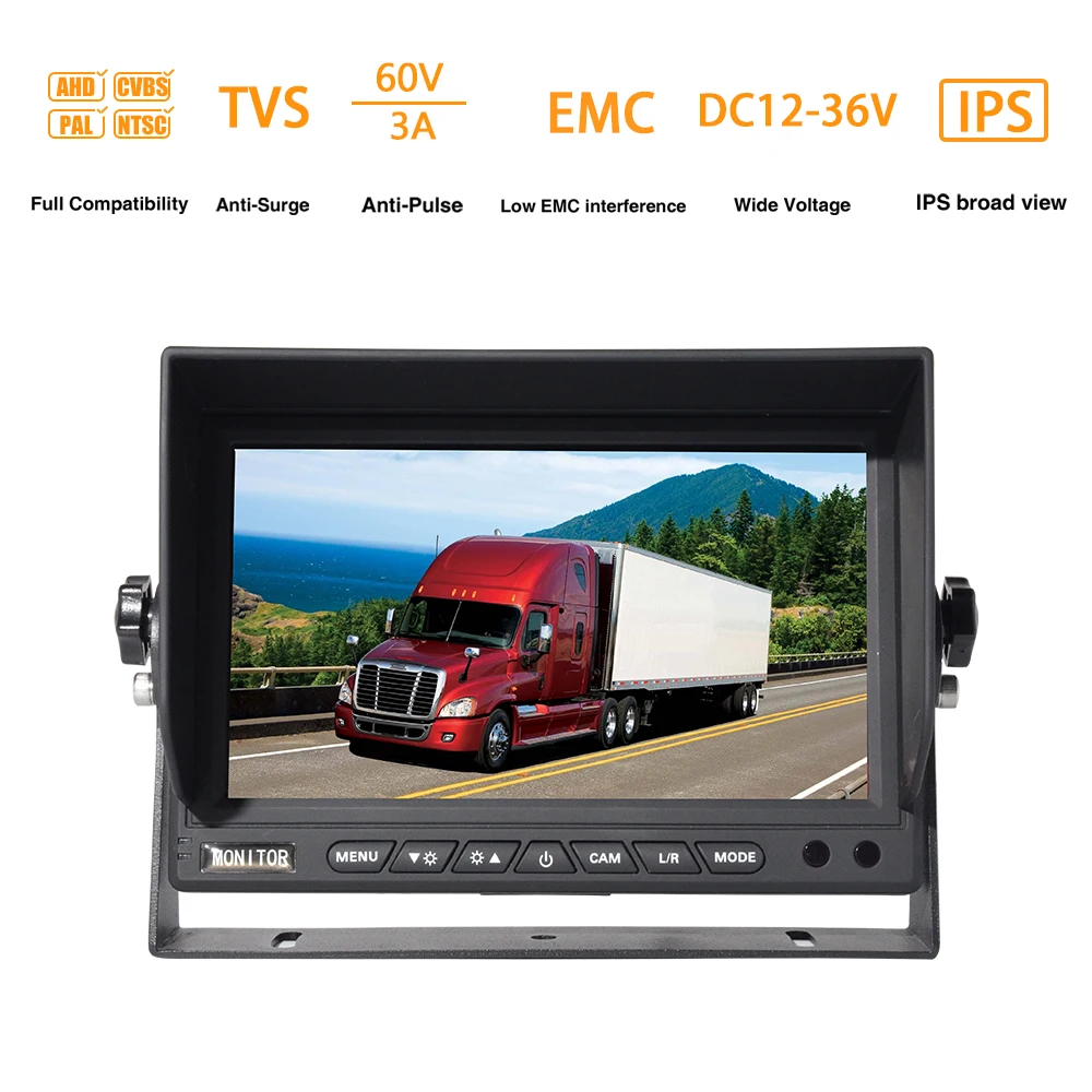 PJAUTO 2-4ch AHD Разделенный экран автомобильный монитор DVR 7 дюймов Автомобильный ЖК-монитор для грузовика вилочный автобус фургон
