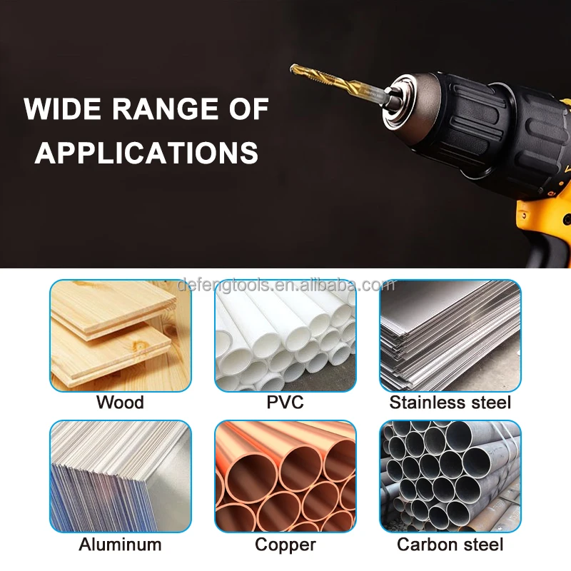 6pc High speed steel composite tap drilling and tapping machine tap opening chamfering tapping set power tool accessories