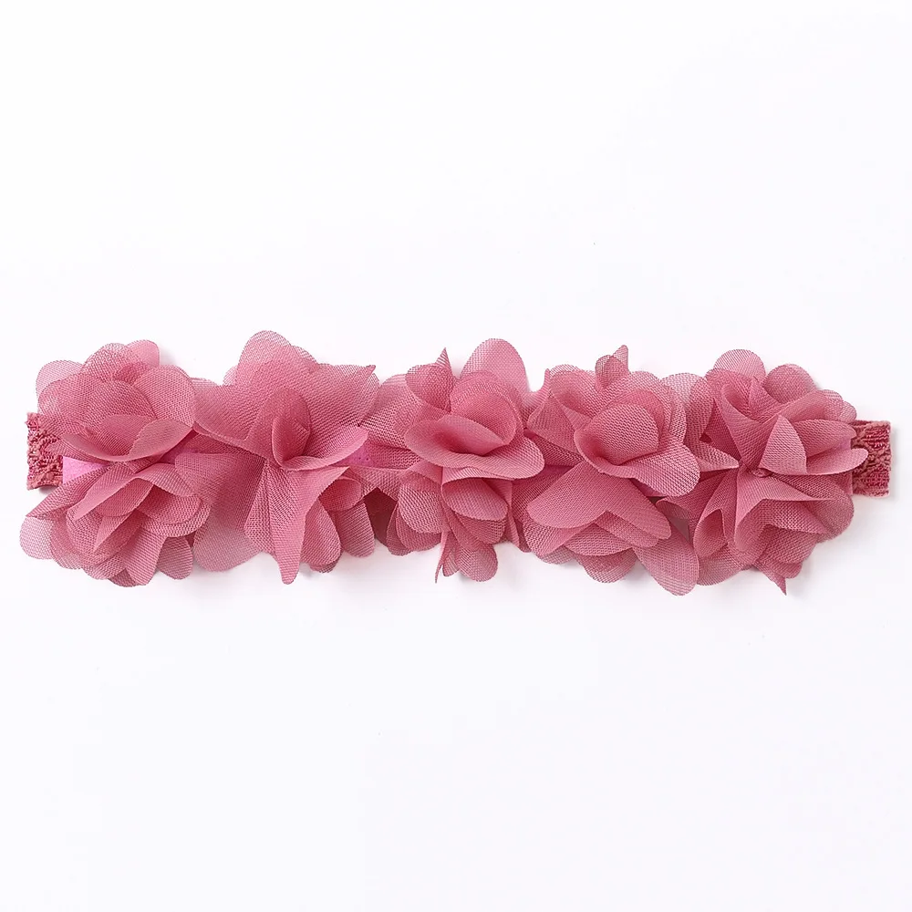 European American Baby Hair Accessories Floral Headbands Birthday Party Solid Color Fashion Sweet Baby Flower Headband Hairband