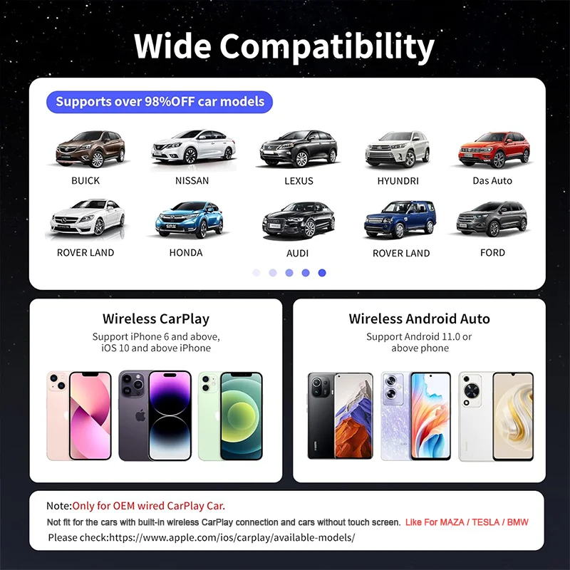 Беспроводной автомобильный адаптер Carplay Ai Box для Android youtube netflix toyota mazda hyundai haval gmc ford chevrolet mg vw