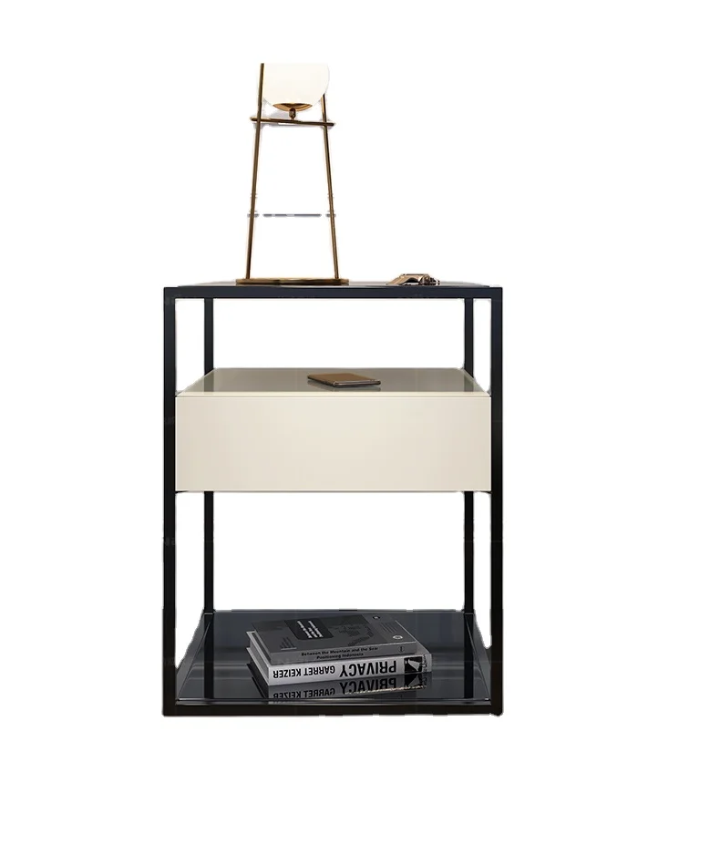 Modern new smart square wood movable lifting multifunctional smart bedside table with drawer