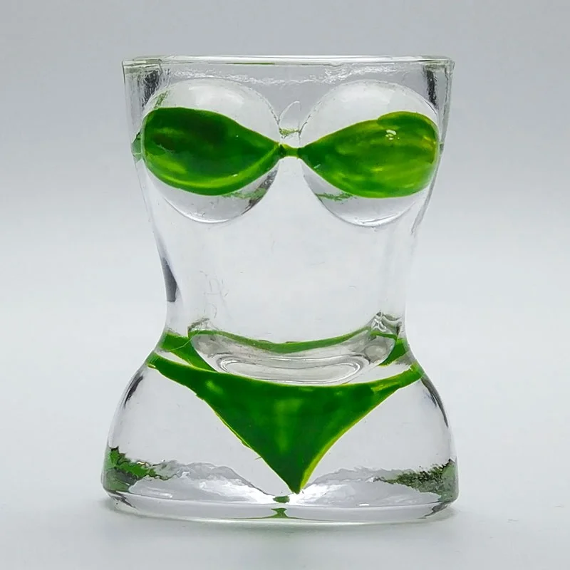 Amazon Hot Selling female male  body shot glass with bikini painting for bar party