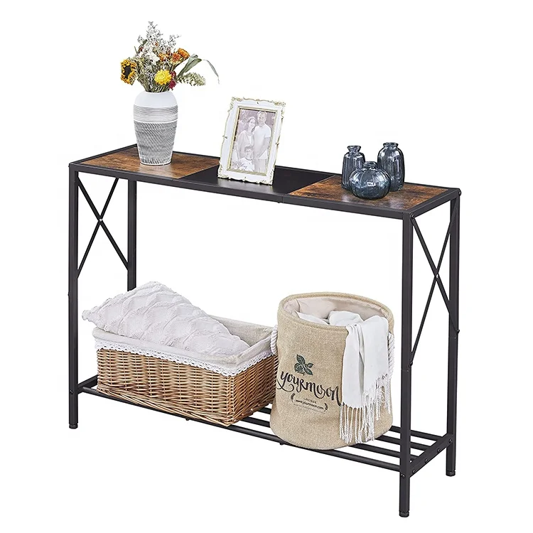 Modern Console Table Industrial entryway shelf Narrow Sofa Table with shelves Entrance Display racks shelf Living Room