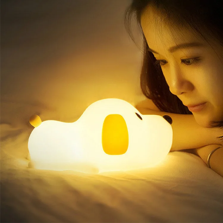 Cute dog silicone night light for kids Christmas gift battery operated baby night light