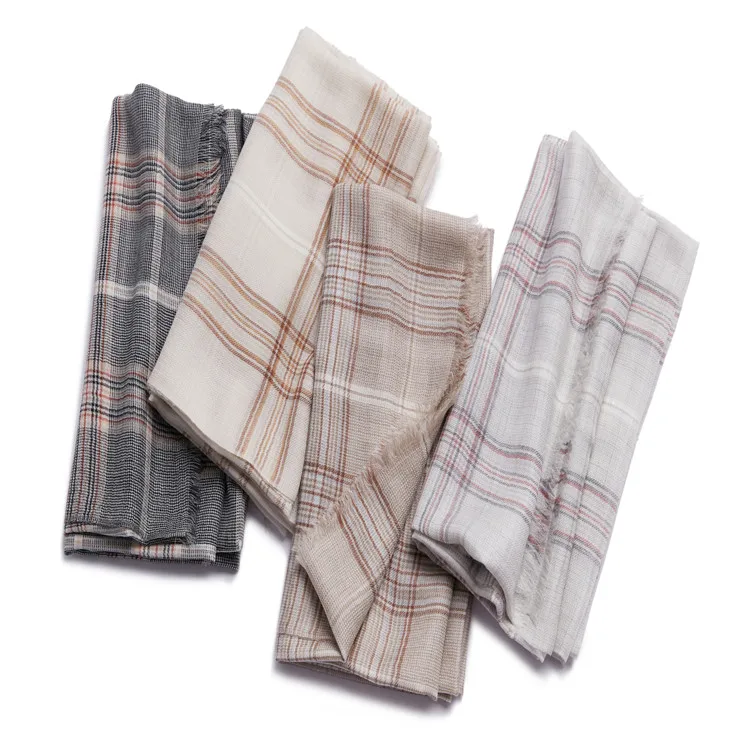 Custom logo women winter new long cashmere scarf plaid pashmina hijab blanket shawl scarf