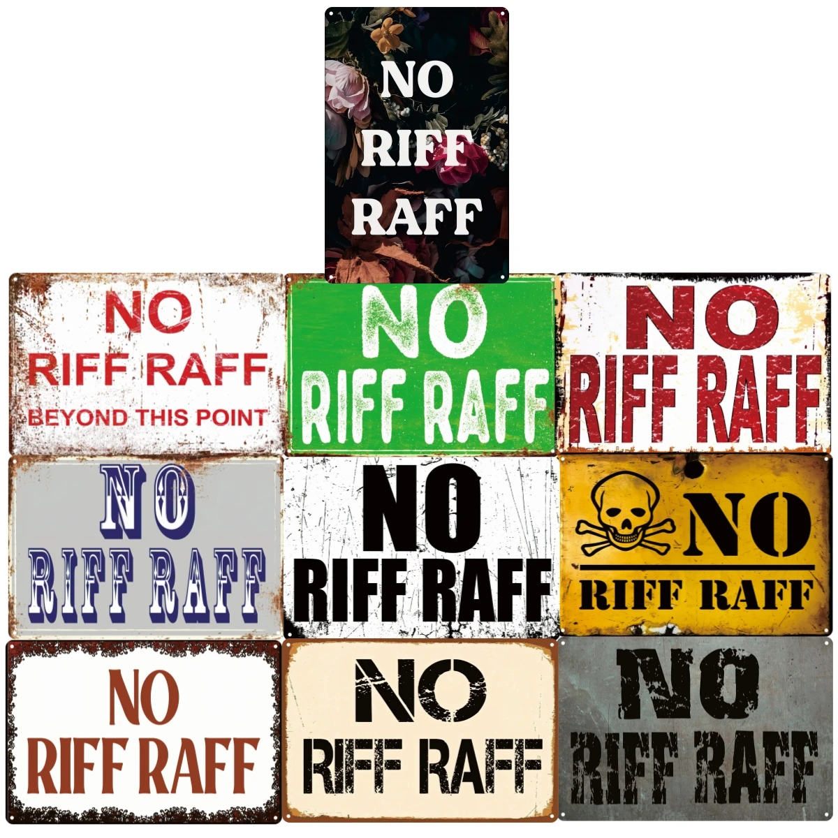 No Riff Raff Metal Signs Man Cave Tin Signs Hanging Wall Plaque Kitchen Shed Garage