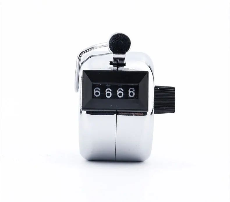 4 Digit Hand Tally Metal Counter Stainless Steel Mechanical Clicker with Finger Ring for Golf Training Aids Golf Accessory
