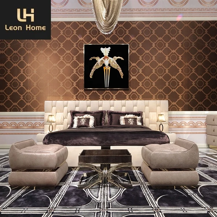 Wholesale Customized New Design Italian Style White Modern Luxury Upholstered Teal  Leather Beds Queen