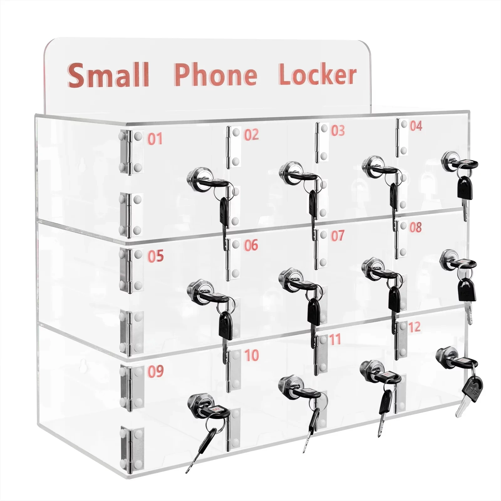 Clear Desktop Cell Phone Organizer Acrylic Mobile Phone Storage Box with Keys for Office School Gym