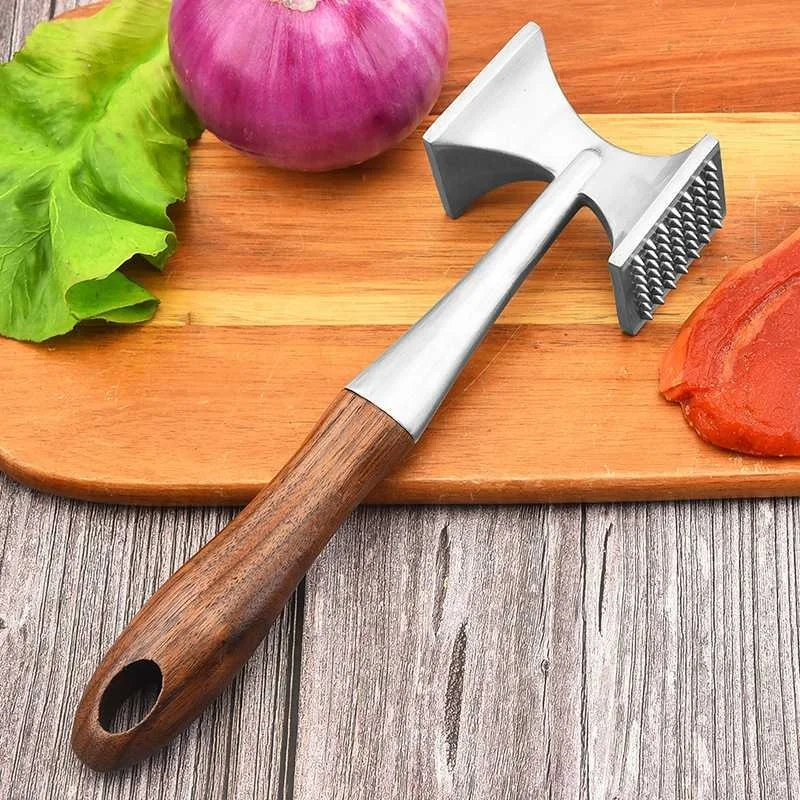 Молоток из нержавеющей стали размягчитель мяса катализатор двухсторонняя ручка массива дерева мясорубка