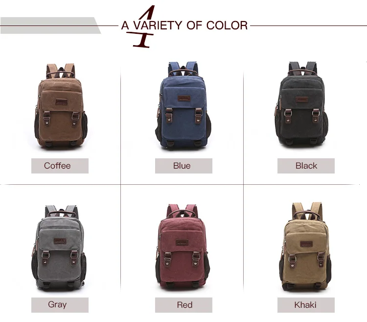 ZUOLUNDUO vintage hiking canvas back pack custom logo survival college bag backpack