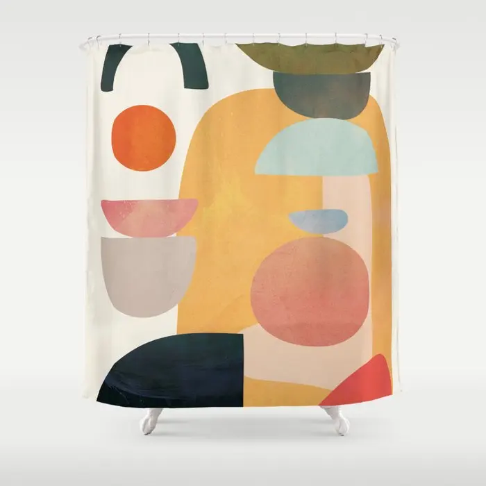 
Modern Abstract Art 70 Shower Curtain Custom Design Digital Print Fabric Waterproof Durable Shower Curtain 