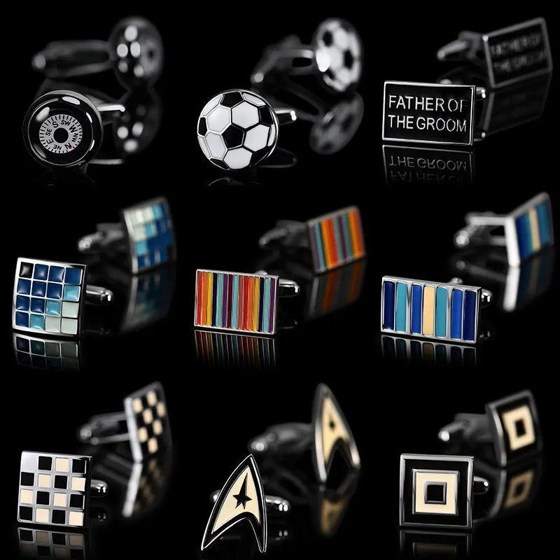 
Fashionable French Bouton Cuff Links Square Quality Wedding Gold Color Cufflinks 