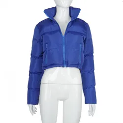 Woman Short Bomber Jacket Parkas Winter Women Puffer Bubble Coat Cropped Clothing Streetwear B2040