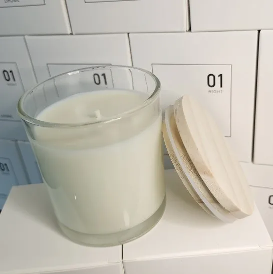custom logo Private Label Scented glass Candles With Soy Wax and wooden Lid
