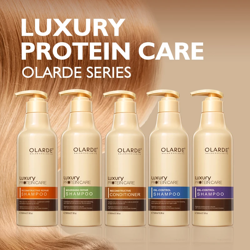 OLARDE organic shampoo private label keratin protein repairing oil control multi-functional hair care salon shampoo