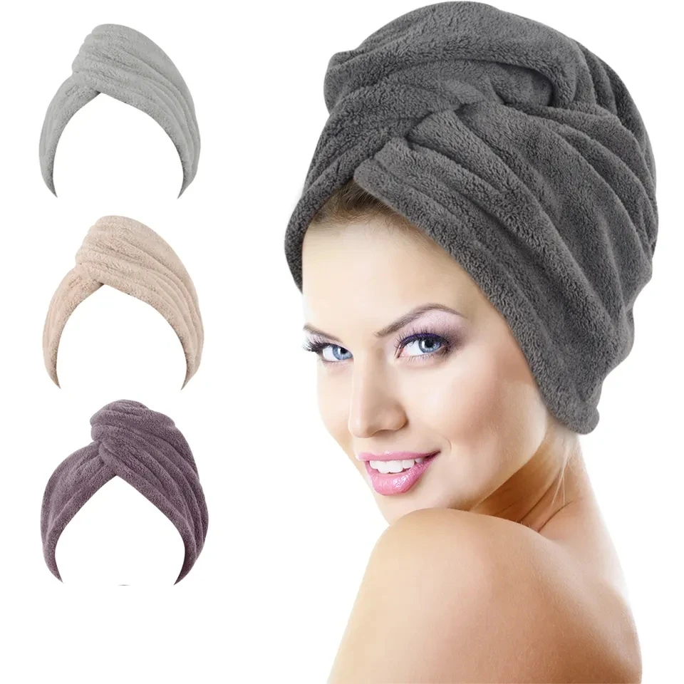 Custom Personalized SPA Women's Super Absorbent Quick Dry Soft Magic Turban Towel With Buttons Twist Wrap Microfiber Hair Towel