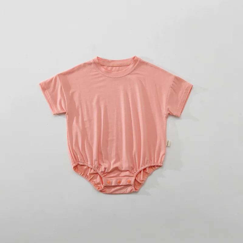 21418 Newborn Infant Toddler Boys Girls Clothes Modal T-shirt Bubble Casual Blank Oversized Organic Bamboo Bodysuit Baby Romper