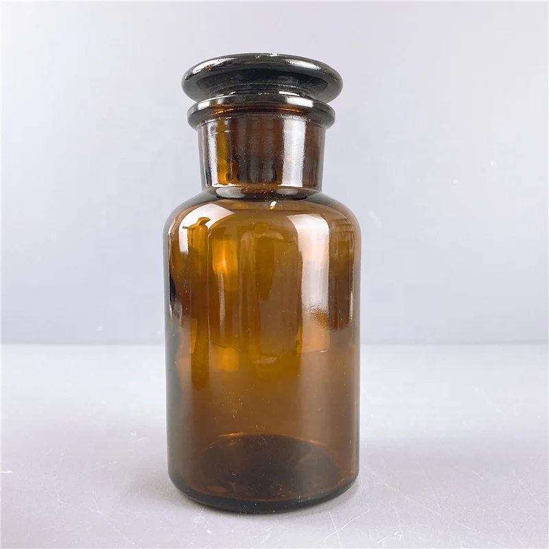 Amber Glass Reagent Bottle Ground Glass Stopper Amber Laboratory Bottle