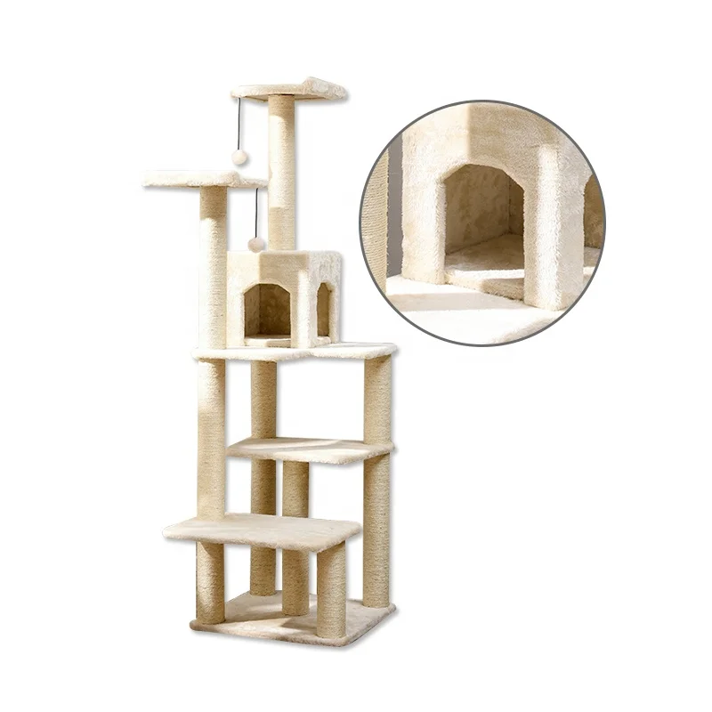 Cat jumps pole large climbing frame jumping platform cat climbing frame