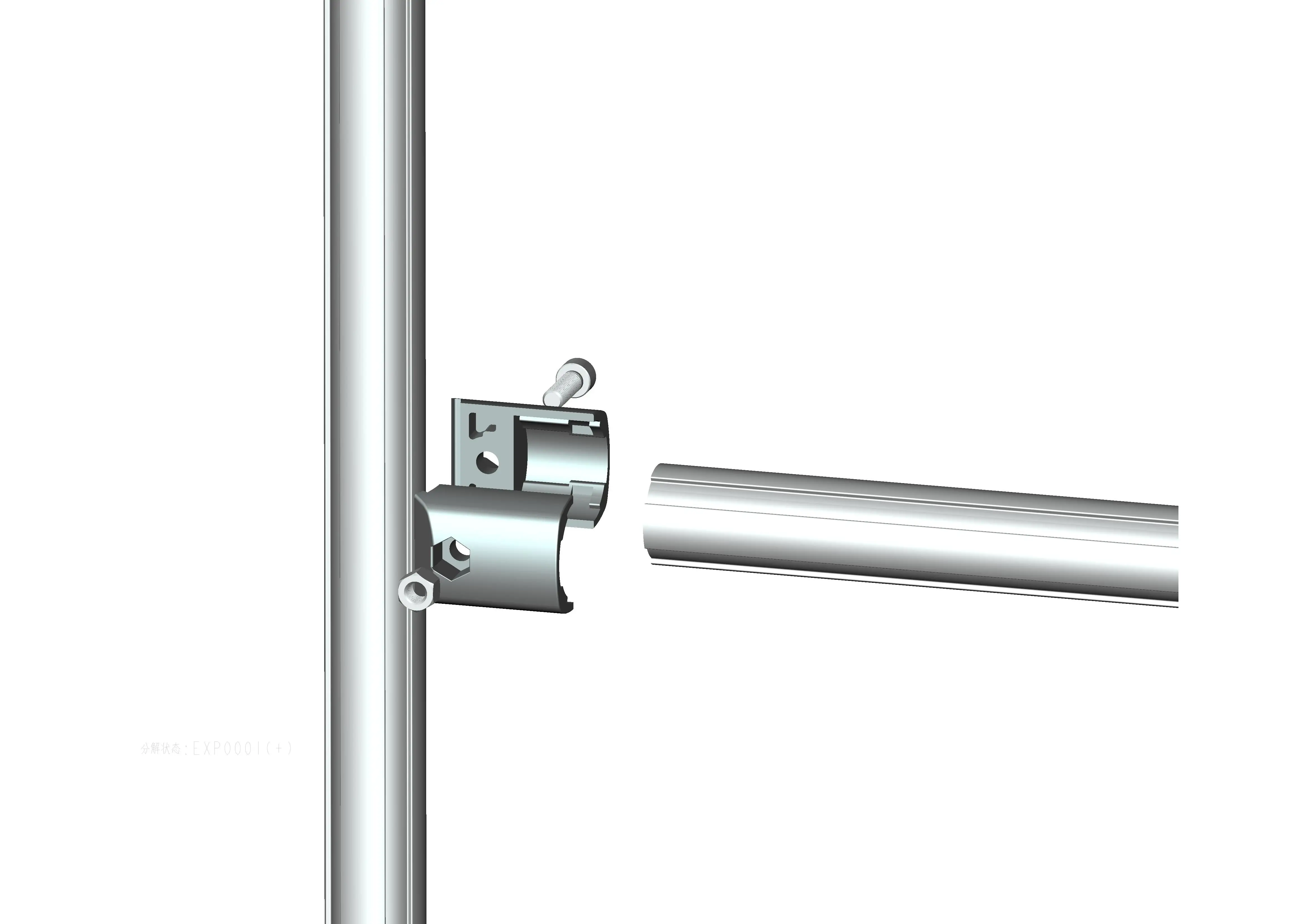 Easy to install die-cast alu pipe connector for aluminium tube rack system J43-A01