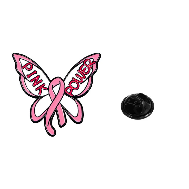 Hot Sale Pink Brooch Custom Cartoon flower Breast Cancer Awareness Lapel Pin Badges