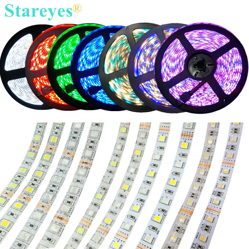 Free shipping 100 Pcs LED Strip SMD 5050 60LED/m White Warm white RGB RGBW RGBWW 4 in 1 RGB+CCT CCT tape Ribbon Growth Light