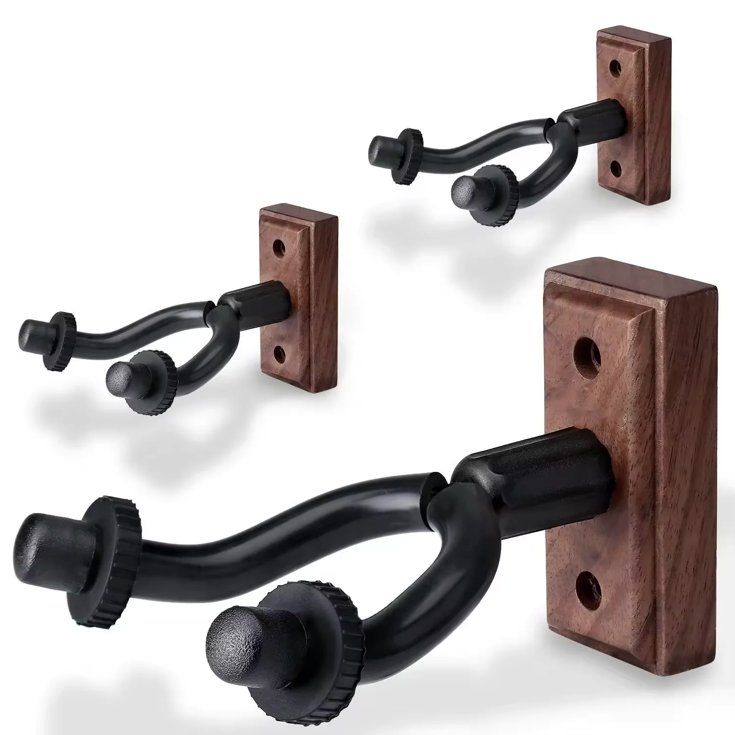 Guitar Holder Wall Mount Black Walnut Wooden Electric Guitar Ukulele Bass Mandolin Wall Hanger Shelf Guitar Hanger Display Hook