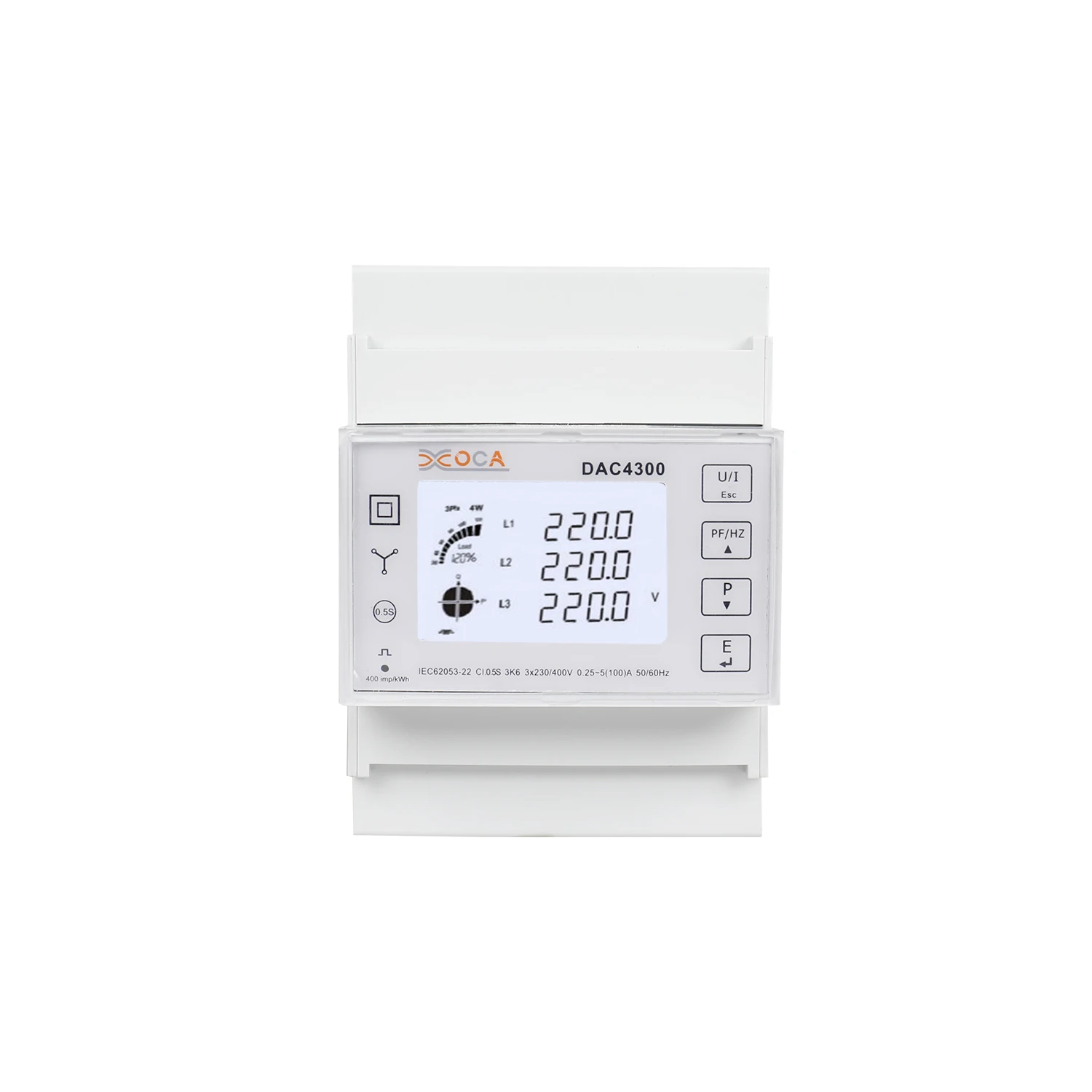 Трехфазный счетчик энергии DAC4300 RS485 Modbus, многофункциональный 1 импульсный выход, умный счетчик электроэнергии