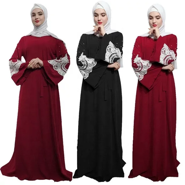 New Muslim Maxi Dress With Long Sleeve Long Robes Dresses Ladies Middle East Islamic Dubai Maxi Clothing