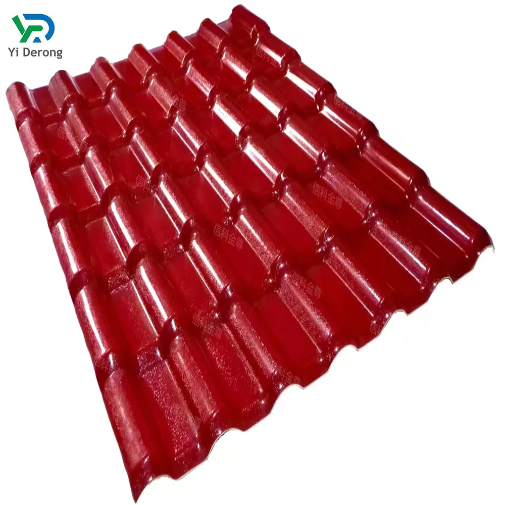 Thickened red resin tile for sound insulation and antique style tile,polyester plastic resin tile