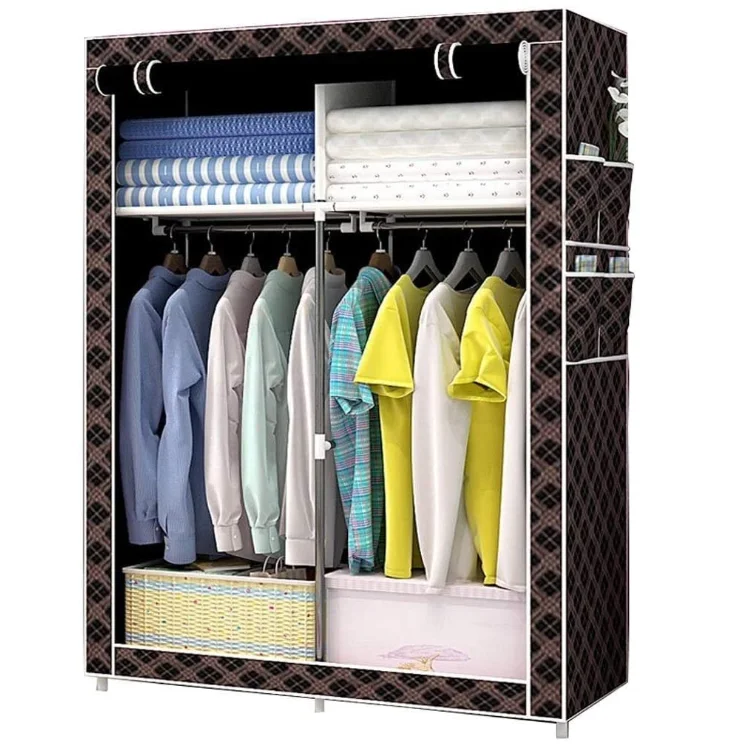 
Portable folding Clothes Closet Wardrobe with Non-Woven Fabric and Hanging Rod Quick and Easy to Assemble 
