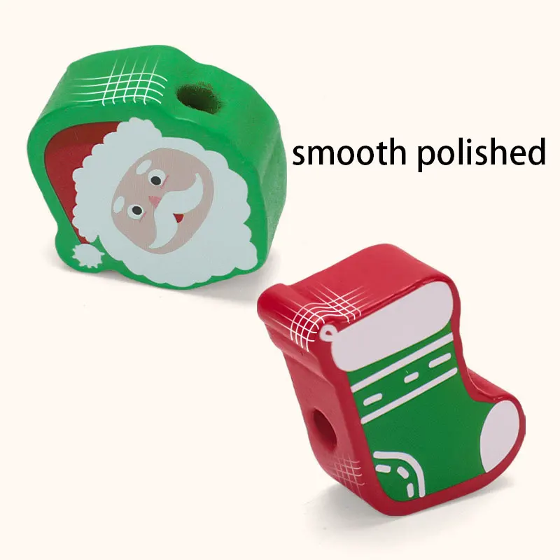 Montessori Early Educational children educational toys wooden Christmas tree beaded game Christmas gift beaded toy for kids