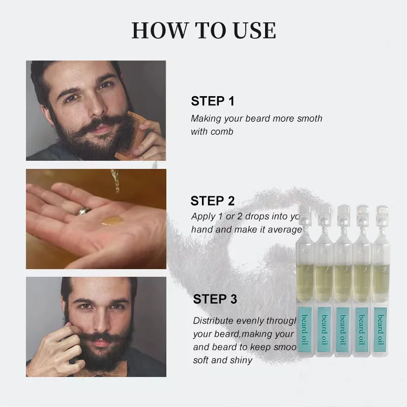Wholesale private label moisturizing and smoothing beard care beard growth oil ampoule grooming beard oil