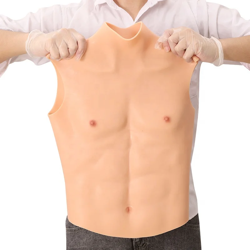 Silicone Muscles  False Chest Realistic Fake Boobs Costumes For Woman To Man Fake Cover Belly for Crossdresser  Cosplay