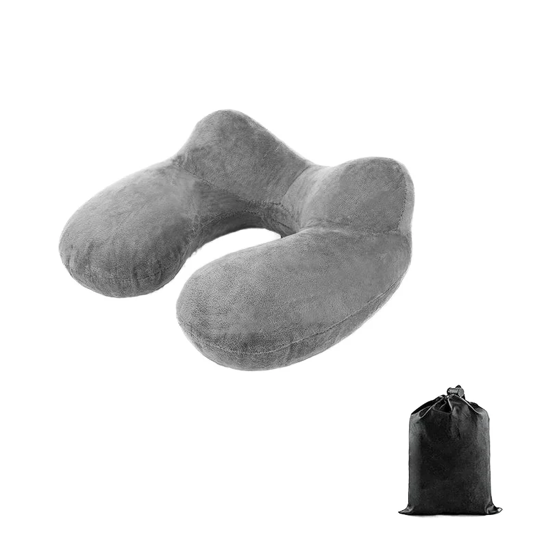 Portable U-Shaped Inflatable Travel Pillow with Pump PVC Filling for Airplane Train Car or Office Use